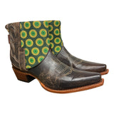 10 Dark Brown & Green Shweshwe Fabric Canty Boots®