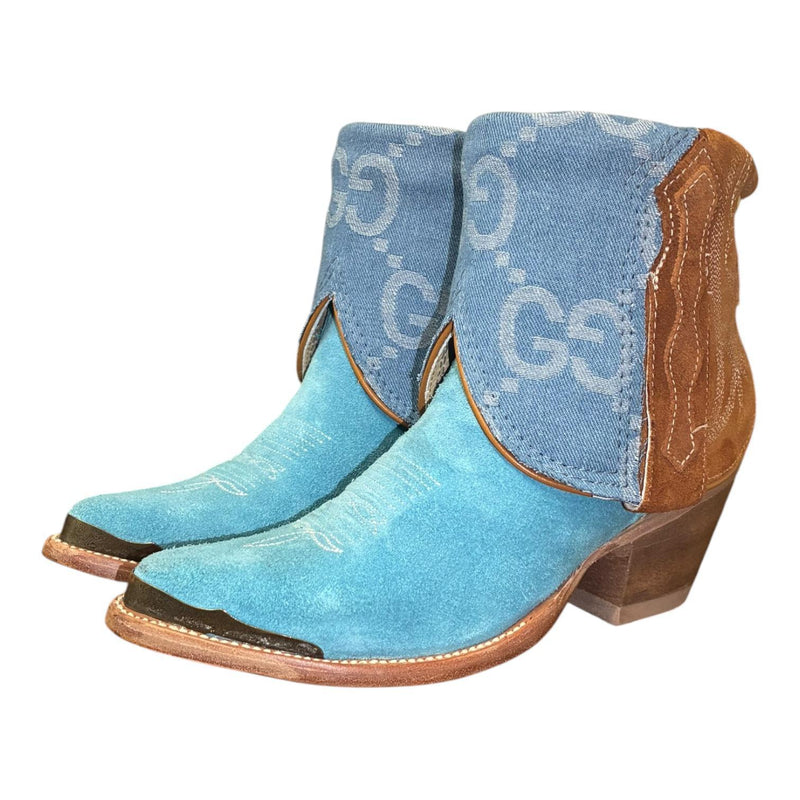 6 Two Toned Rough Out & Designer Denim Canty Boots®