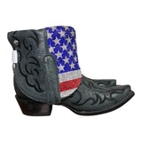 7.5 Embroidered Black & American Flag Crystals Canty Boots®