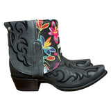 8.5 Embroidered Black & Floral Leather Canty Boots®