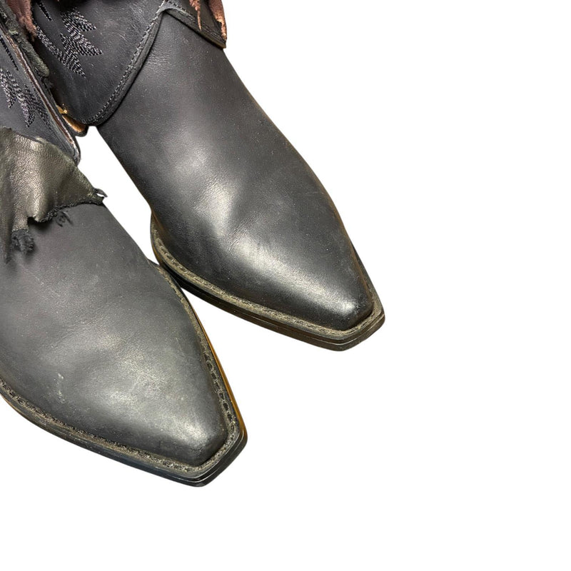 7.5 Black & Layered Leather Canty Boots® with Concho