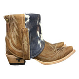 7 Embroidered Brown & Cowhide Printed Leather Canty Boots®