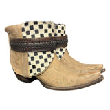 10 Embroidered Tan & Checkered Hair-on Hide Canty Boots®