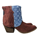 10 Deep Red Rough Out & Designer Denim Canty Boots®