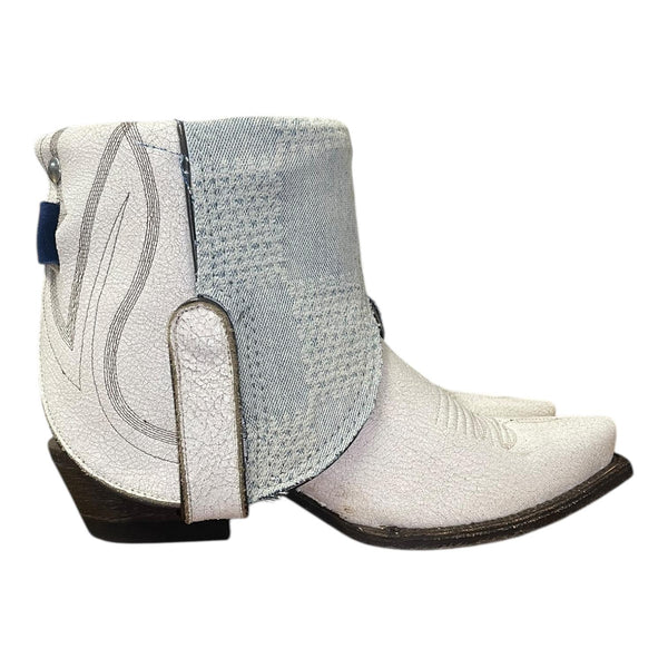 8 White Crackle & Designer Denim Canty Boots®