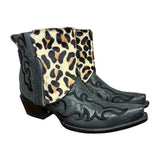 8 Embroidered Black & Leopard Hair-on Hide Canty Boots®