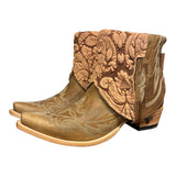 8.5 Embroidered Brown & Pressed Floral Leather Canty Boots®