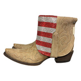 10 Embroidered Tan & American Flag Crystals Canty Boots®