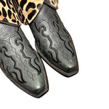 8 Embroidered Black & Leopard Hair-on Hide Canty Boots®