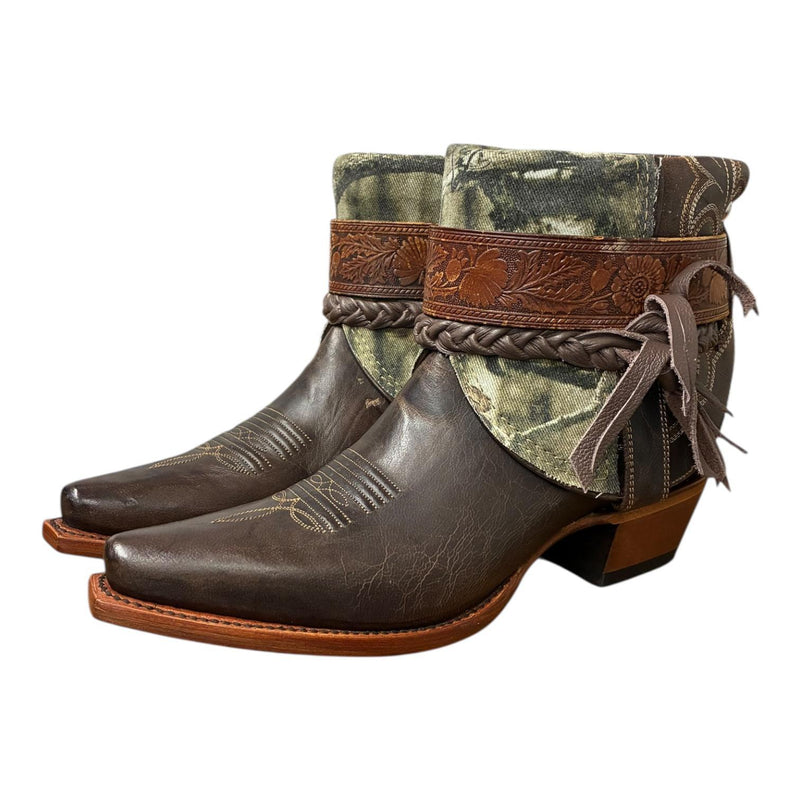 9 Embroidered Brown & Camo Denim Canty Boots®