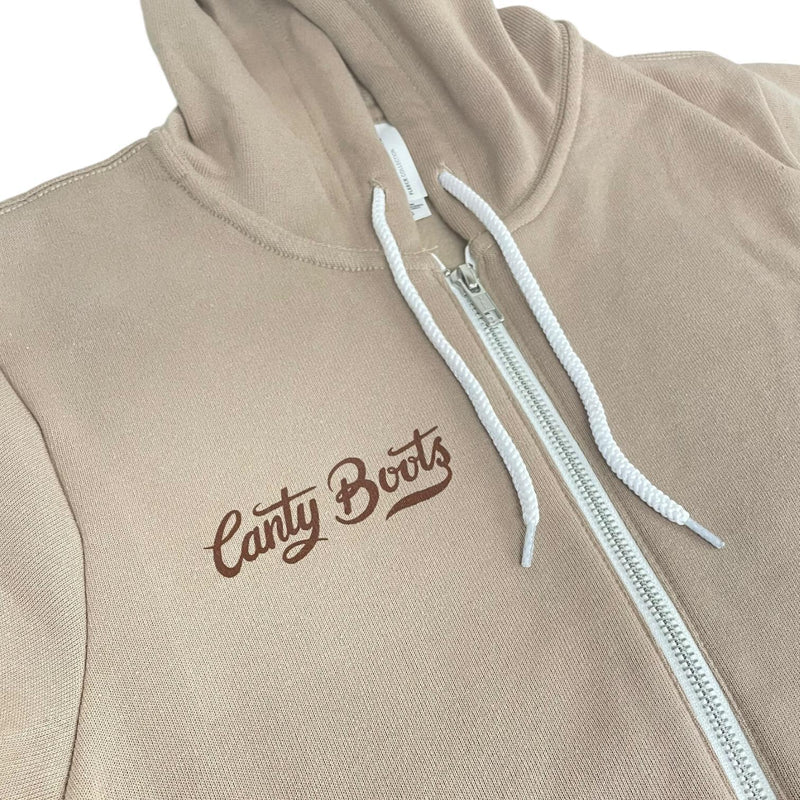 Tan Americana Eagle Canty Boots Zip Up Sweatshirt