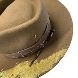 Brown & Gold Beaver Felt Hat - Size 7 3/8