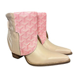 9.5 Pale Pink & Designer Stacked Heel Canty Boots®