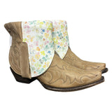 8 Embroidered Tan & Watercolor Floral Print Canty Boots®