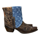 7.5 Embroidered Brown & Designer Denim Canty Boots®