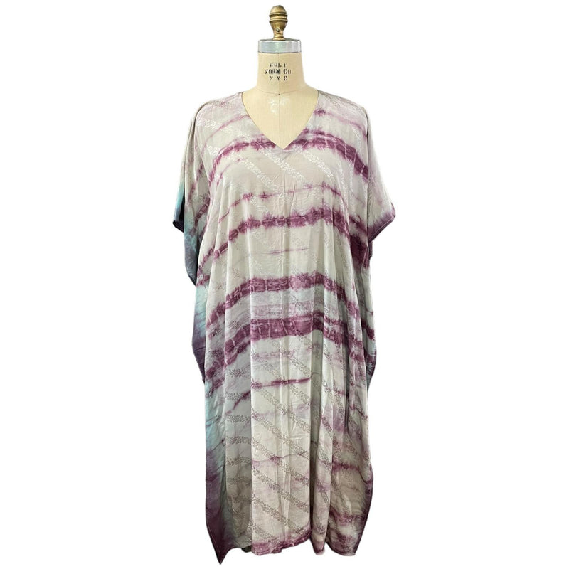 Mauve Tie Dye Long Silk Caftan