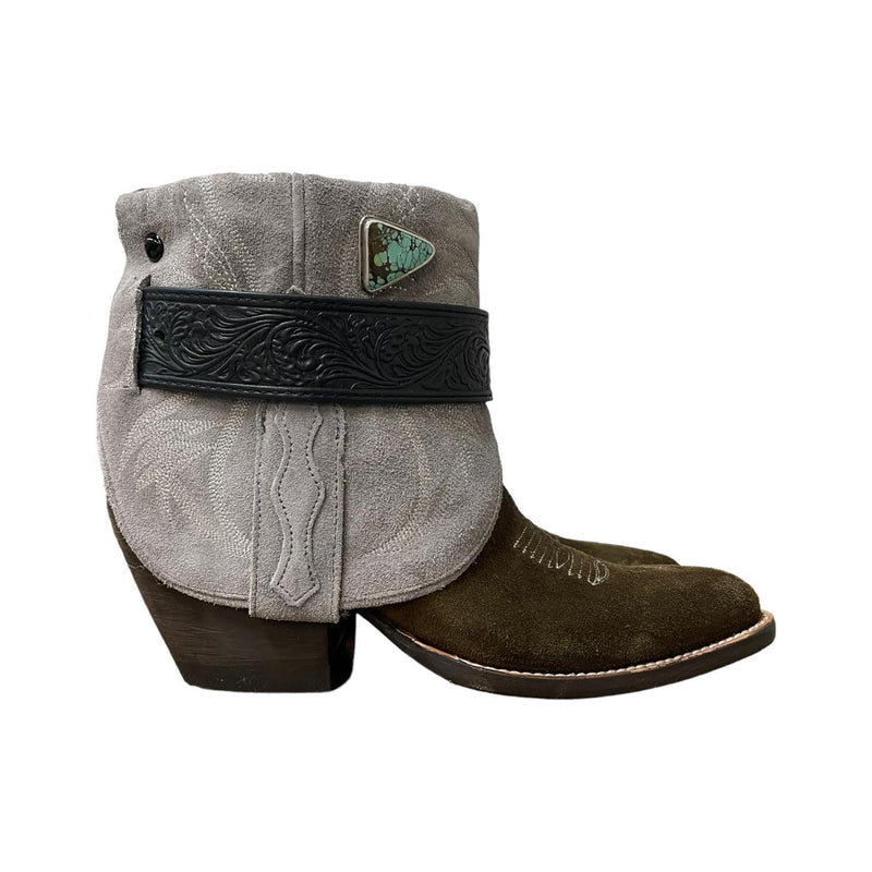 8 Green & Gray Rough Out Canty Boots® with Turquoise Concho