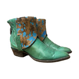 7.5 Green & Spotted Blue Hair-on Hide Canty Boots®