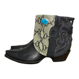 8 Black & Printed Exotic Leather Canty Boots® with Wild Horse Jasper Concho