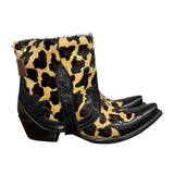 8.5 Tooled Black & Leopard Hair-on Hide Canty Boots®