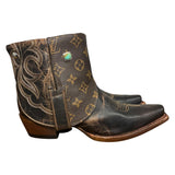 8.5 Brown & Designer Canty Boots® with Turquoise Concho