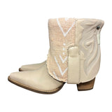 9 Pale Pink & Mudcloth Stacked Heel Canty Boots®