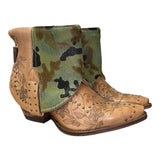 8.5 Embroidered Tan & Camo Hair-on Hide Canty Boots®