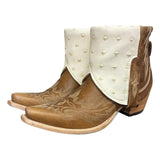 9 Embroidered Brown & Studded Cream Leather Canty Boots®