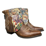 7 Studded Brown & Butterfly Printed Hair-on Hide Canty Boots®