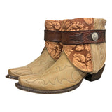 8 Embroidered Tan & Pressed Floral Leather Canty Boots®