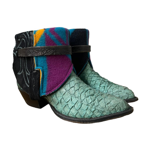 7 Exotic Teal & Black Wool Canty Boots®