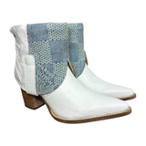 9.5 White & Designer Denim Stacked Heel Canty Boots®