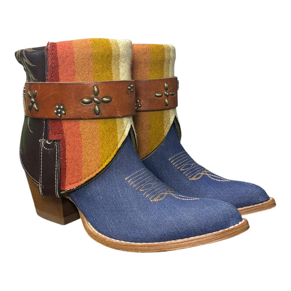 7.5 Two Toned Denim Textile & Wool Canty Boots®