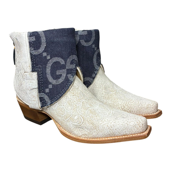 7 Embroidered White & Designer Denim Canty Boots®