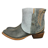 8.5 Blue-Gray & Blue Leather Canty Boots® with Star Inlay