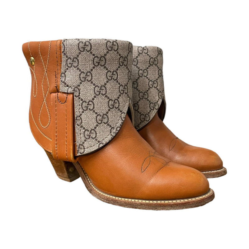 6.5 Burnt Orange & Designer Stacked Heel Canty Boots®