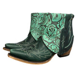 8.5 Embroidered Green & Tooled Floral Leather Canty Boots®