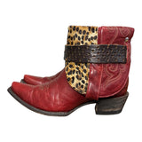8.5 Red & Leopard Hair-on Hide Canty Boots®