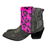 9 Charcoal Rough Out & Pink Leopard Hair-on Hide Canty Boots®