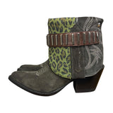 7 Charcoal Rough Out & Green Leopard Canty Boots®
