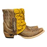 7 Embroidered Brown & Pressed Floral Leather Canty Boots®