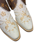 7.5 Cream Embroidered Floral & Designer Canty Boots®