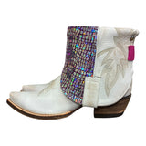 9 White & Purple Metallic Leather Canty Boots®