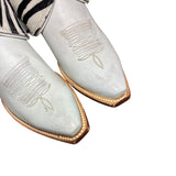 7 White & Zebra Striped Hair-on Hide Canty Boots®