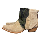 9.5 Embroidered Tan Rough Out & Camo Hair-on Hide Canty Boots®