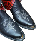 8.5 Embroidered Black & Red Leopard Hair-on Hide Canty Boots®