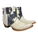 8.5 Embroidered White & Cowhide Printed Leather Canty Boots®
