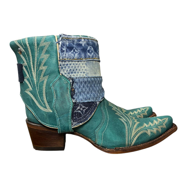 9 Embroidered Turquoise & Layered Designer Denim Canty Boots®