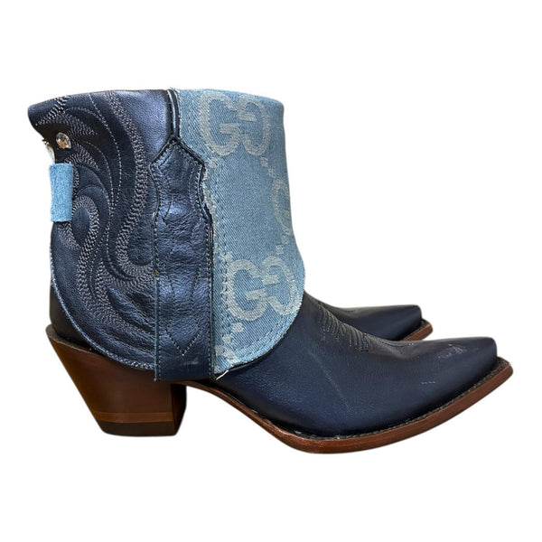 8 Metallic Navy Blue & Designer Denim Canty Boots®