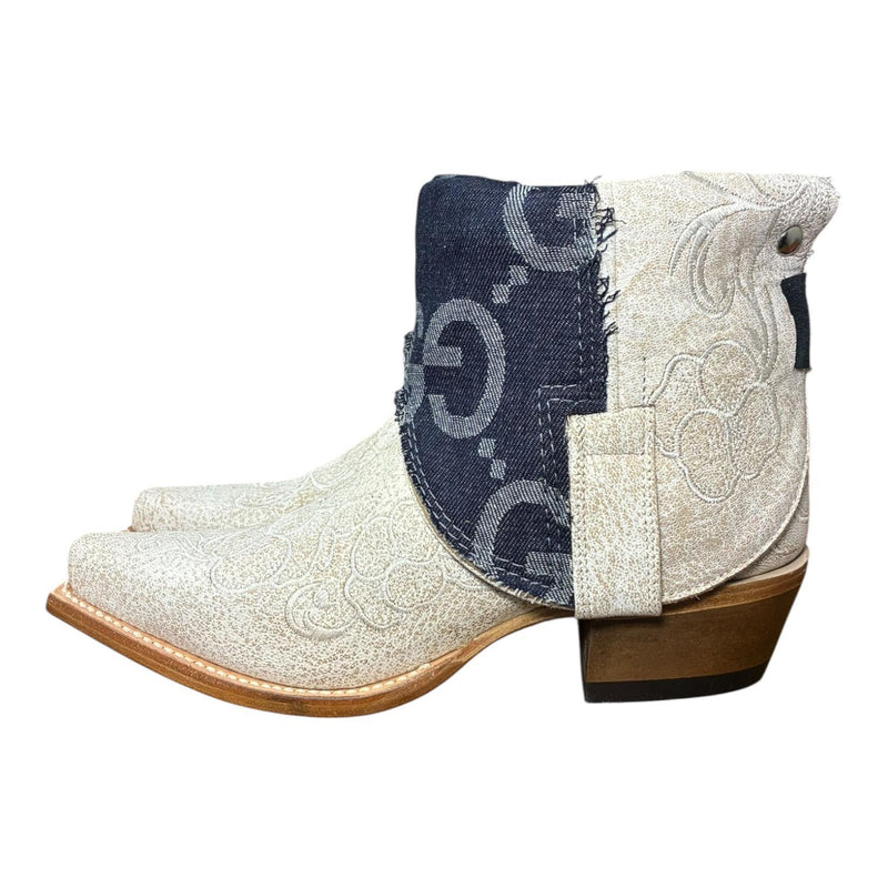 7 Embroidered White & Designer Denim Canty Boots®